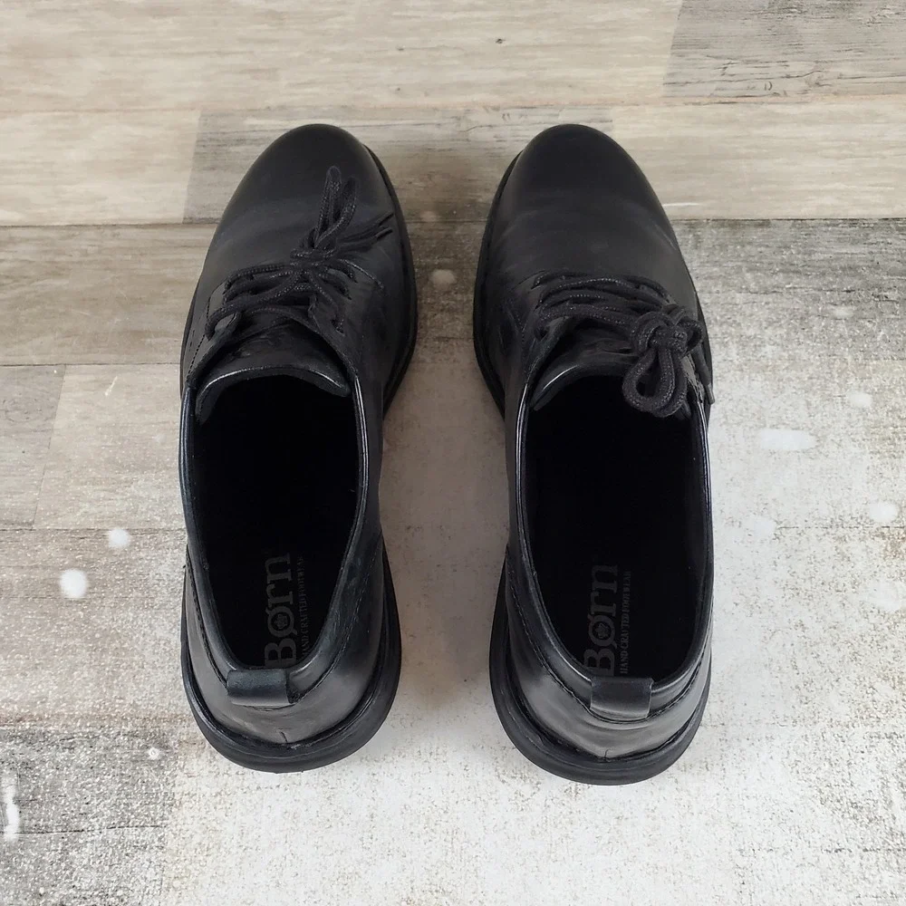 Born Todd Mens Oxford Shoes Sz 10 M Comfort Black Leather Handcrafted Lace Up